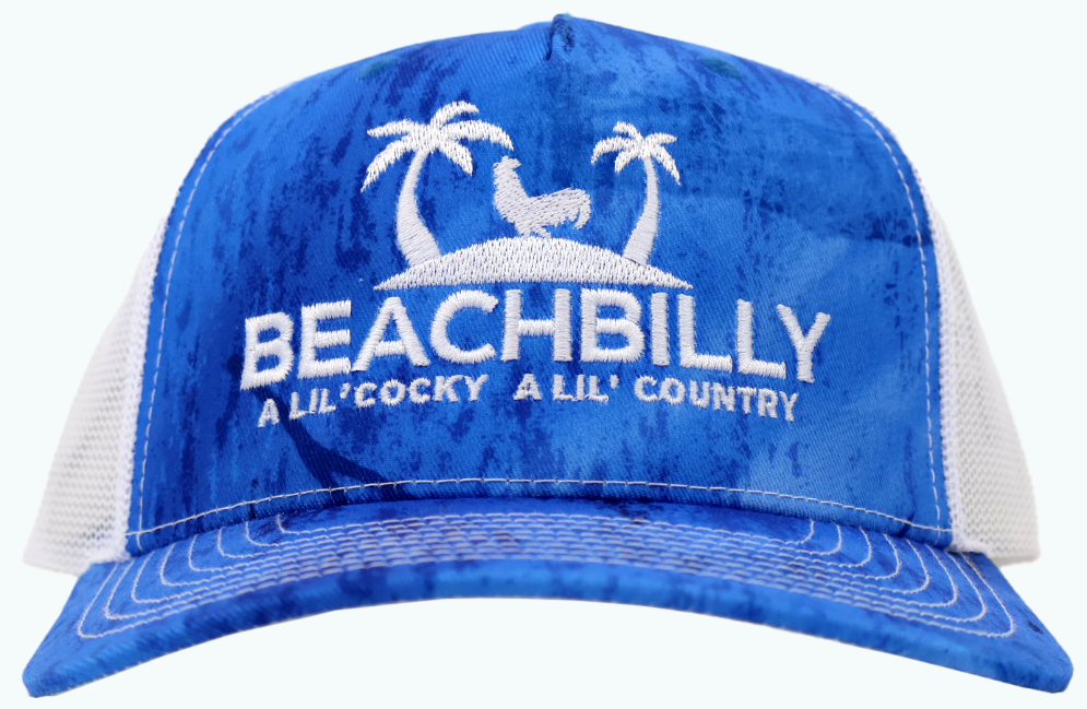 Beachbilly Lil' Cocky Lil' Country Logo - Realtree Fishing Light Blue/White Hat