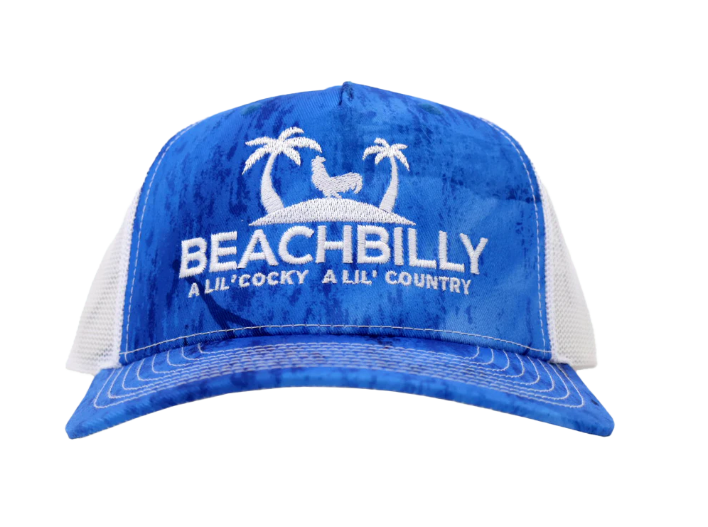 Beachbilly Lil' Cocky Lil' Country Logo - Realtree Fishing Light Blue/White Hat