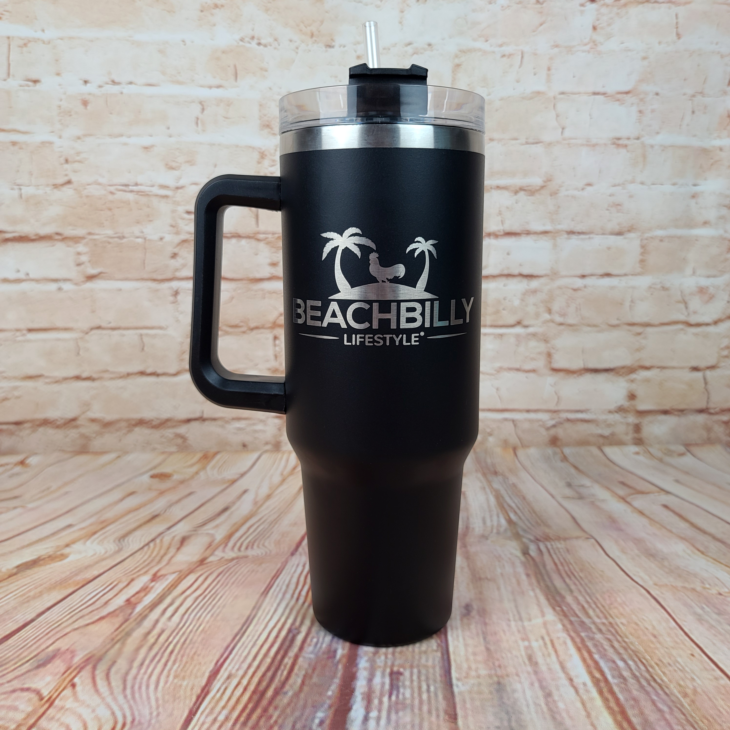 Beachbilly Lifestyle Logo Laser Engraved Black Tumbler