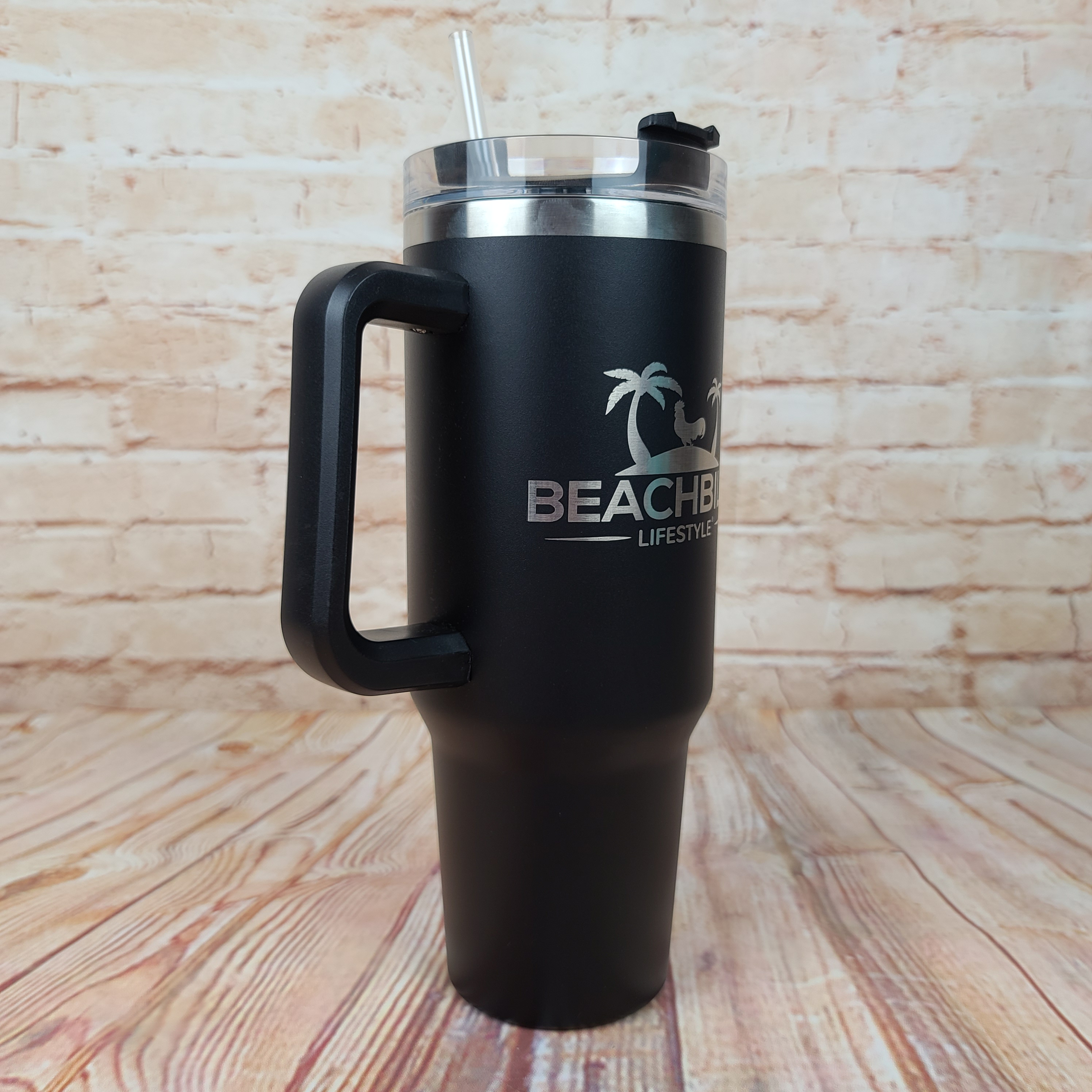 Beachbilly Lifestyle Logo Laser Engraved Black Tumbler