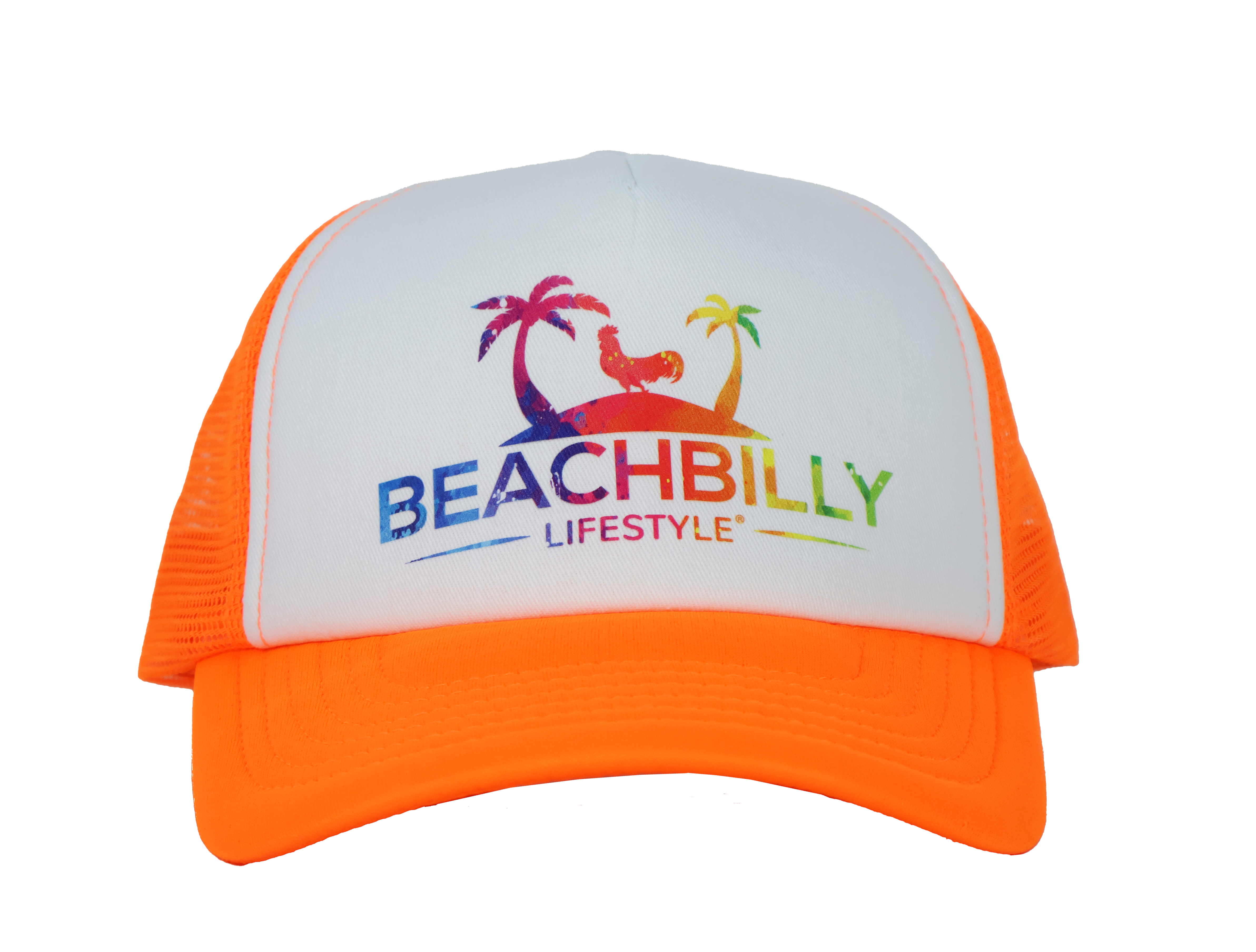 Beachbilly Multicolor Lifestyle Logo - Neon Orange Trucker Cap