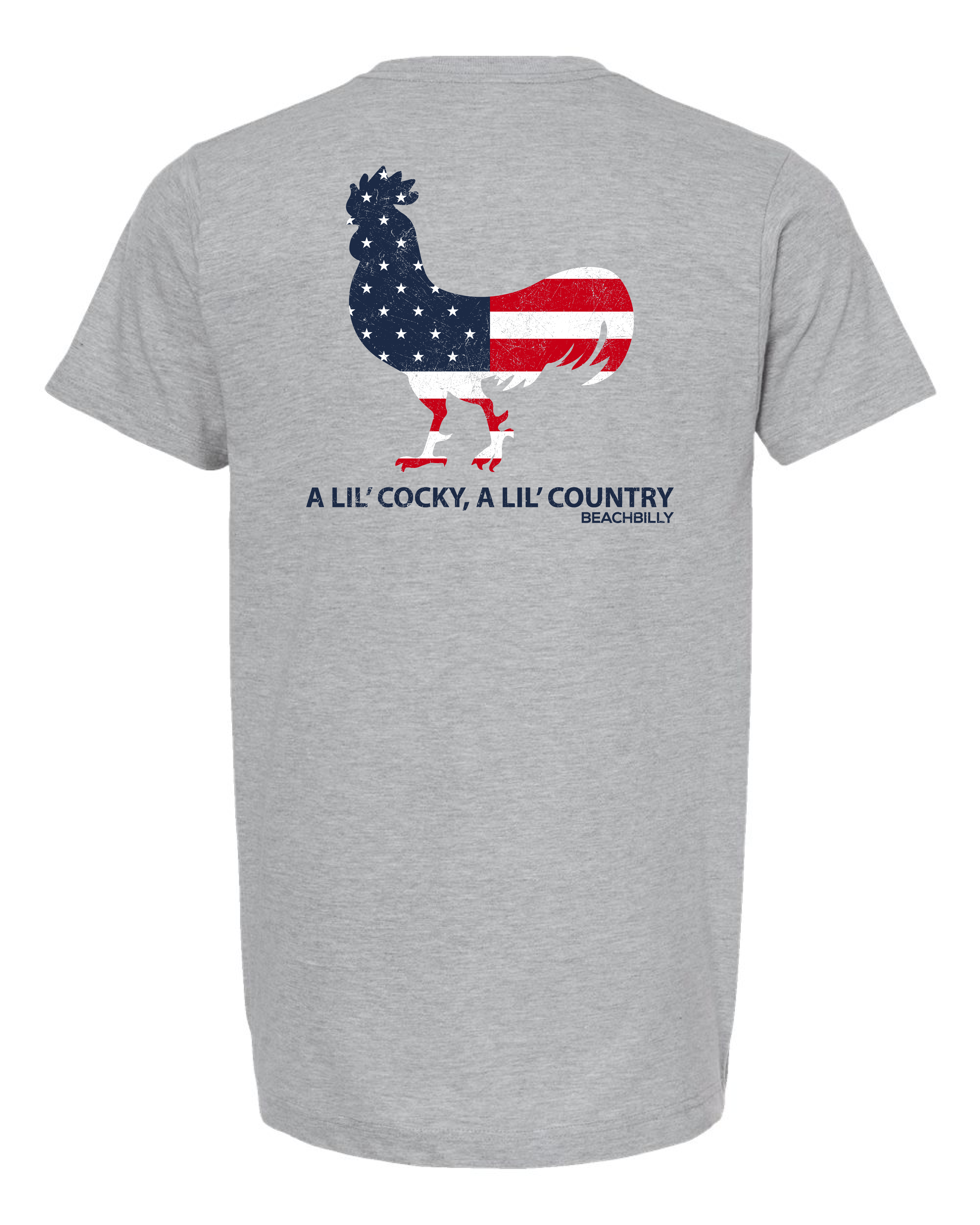 Beachbilly American Flag Rooster - Heather Grey