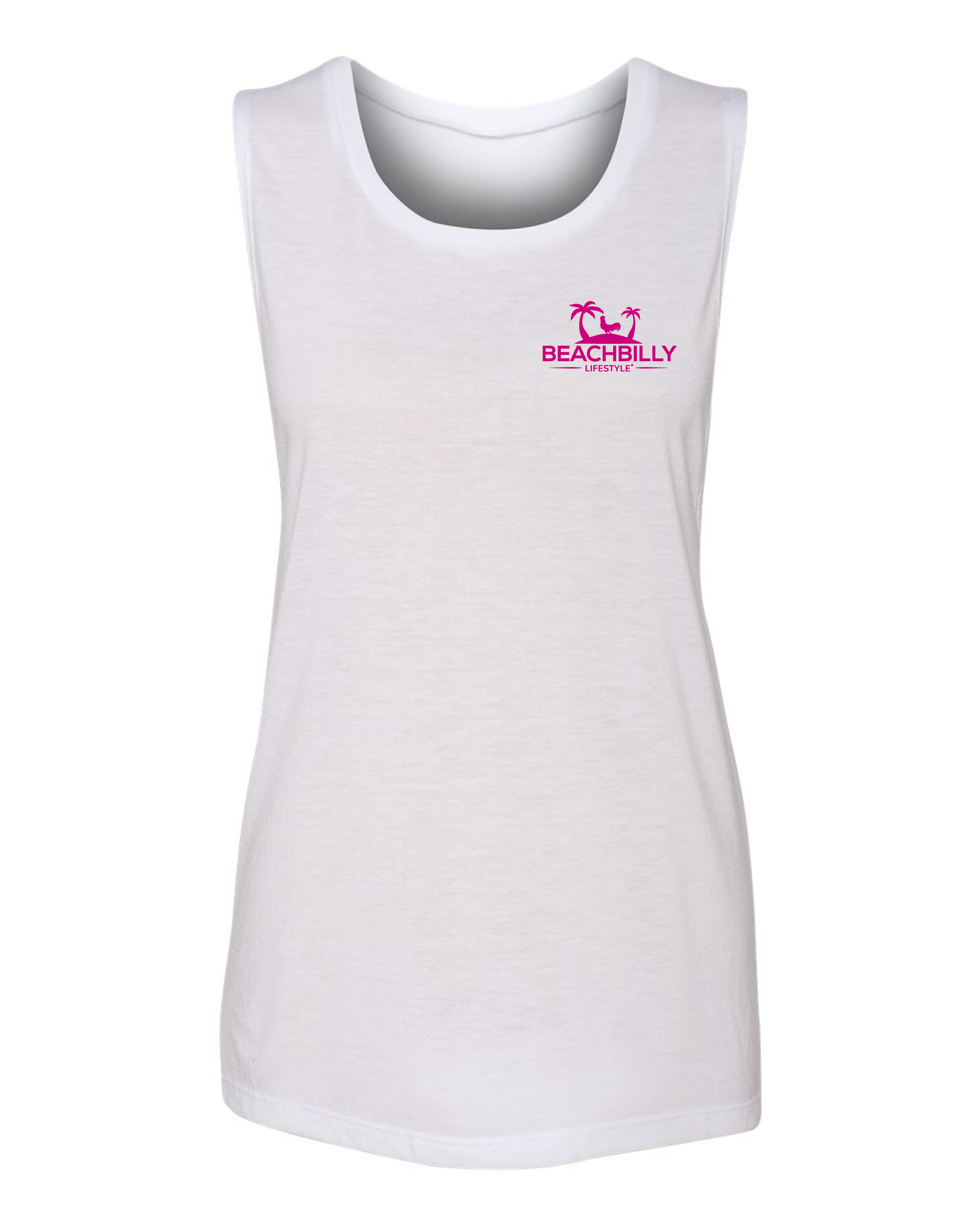 Beachbilly Script Logo Palm Tree Tank - White