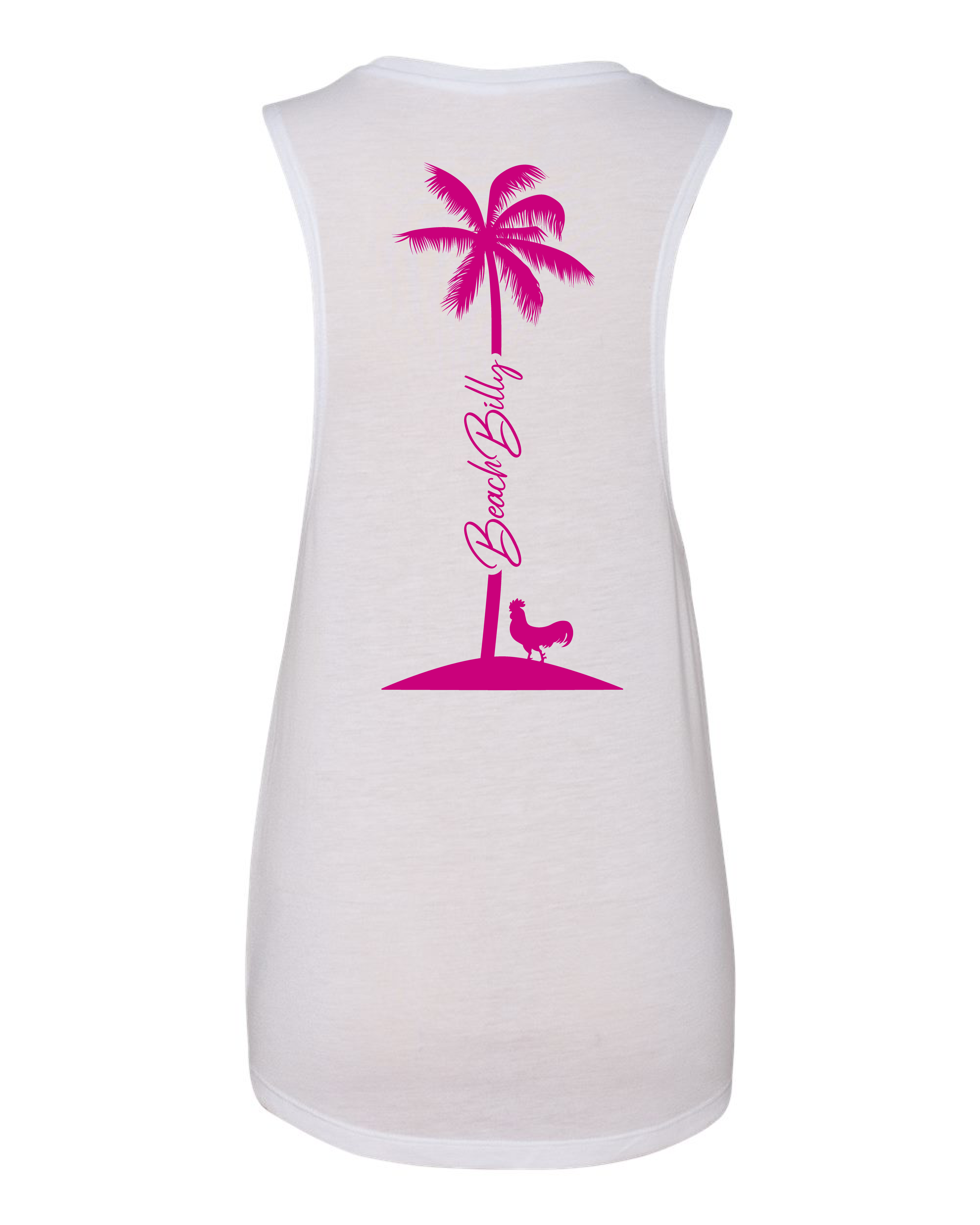 Beachbilly Script Logo Palm Tree Tank - White