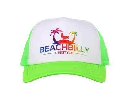 Beachbilly Multicolor Lifestyle Logo - Neon Green Trucker Cap