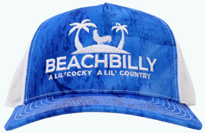 Beachbilly Lil' Cocky Lil' Country Logo - Realtree Fishing Light Blue/White Hat