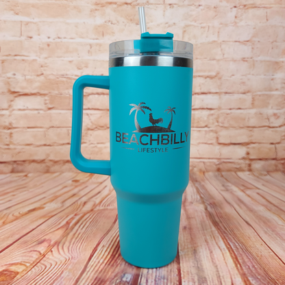 Beachbilly Lifestyle Logo Laser Engraved Teal Tumbler