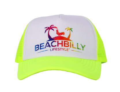Beachbilly Multicolor Lifestyle Logo - Neon Yellow Trucker Cap