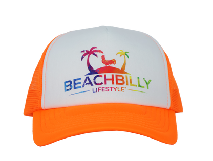 Beachbilly Multicolor Lifestyle Logo - Neon Orange Trucker Cap