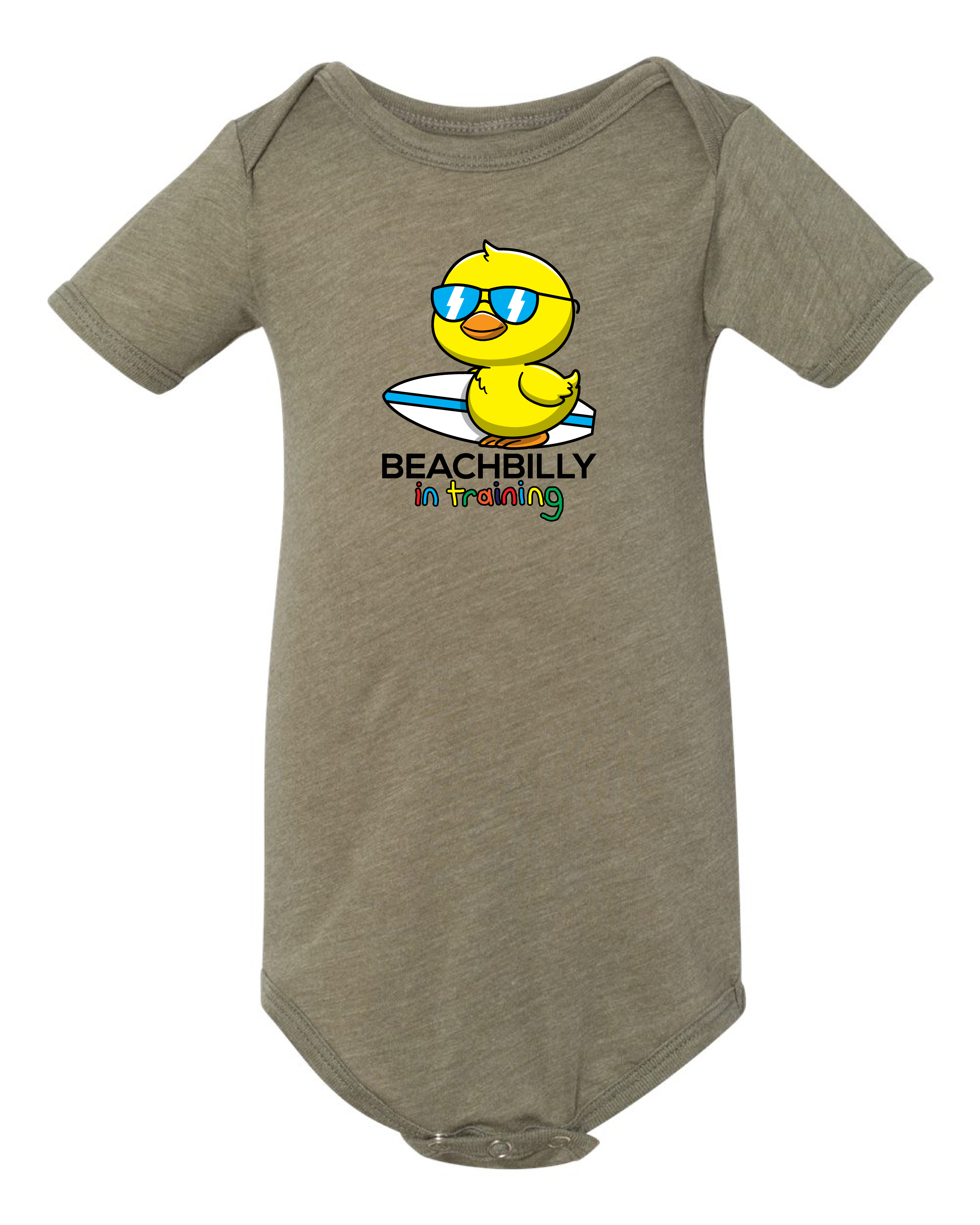 Beachbilly In Training - Surfer Baby Chick - Infant Olive Triblend