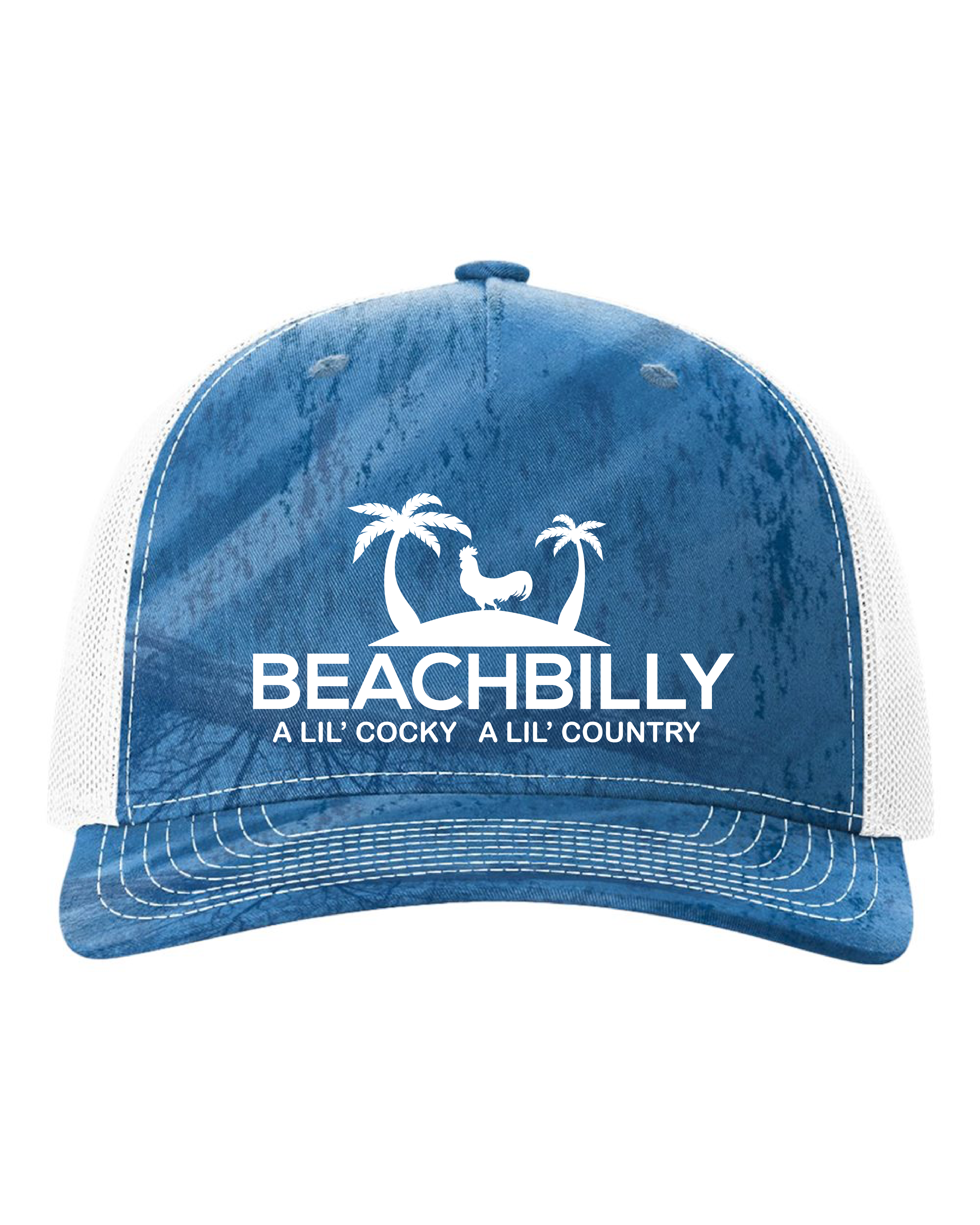 Beachbilly Lil' Cocky Lil' Country Logo - Realtree Fishing Light Blue/White Hat