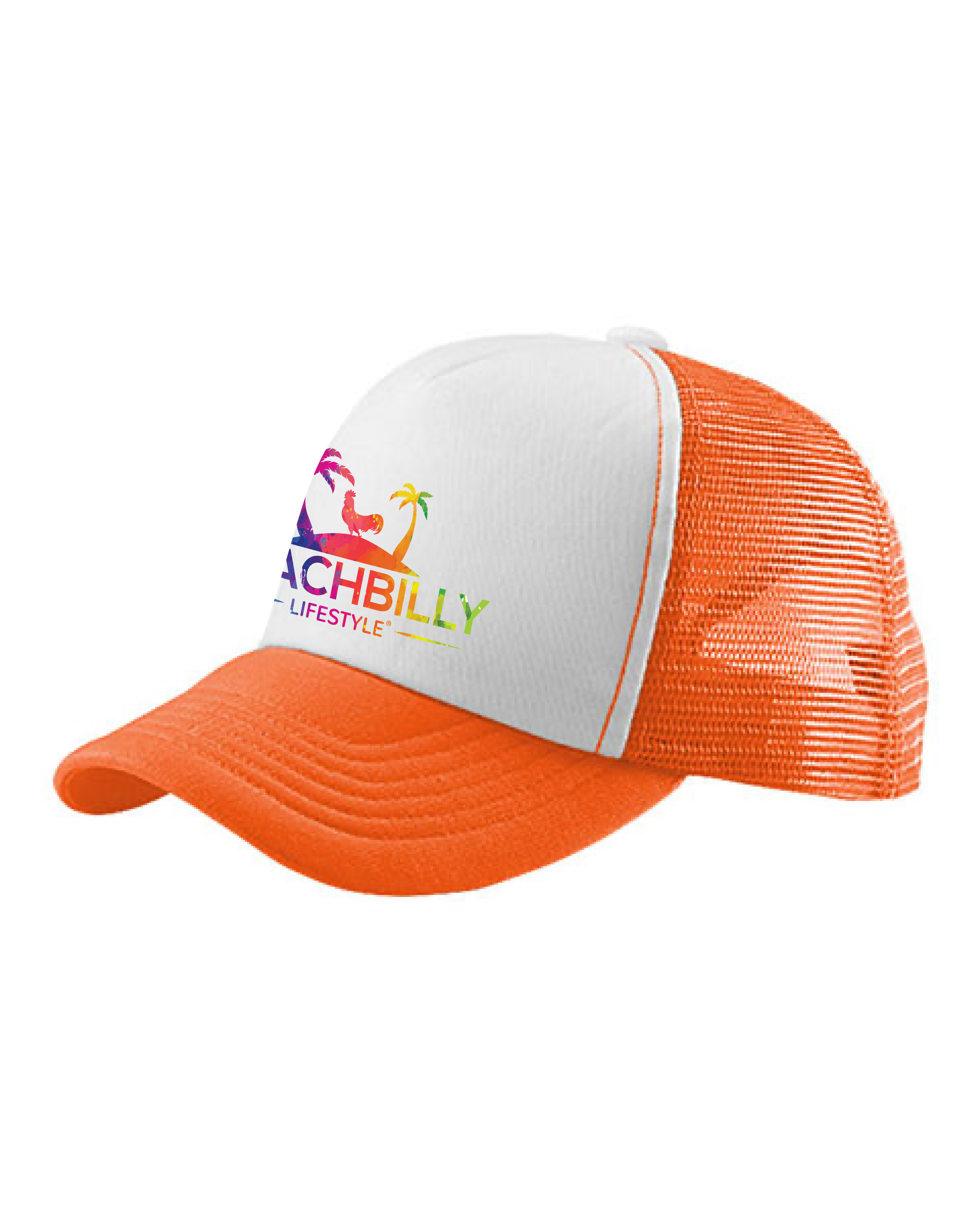 Beachbilly Multicolor Lifestyle Logo - Neon Orange Trucker Cap