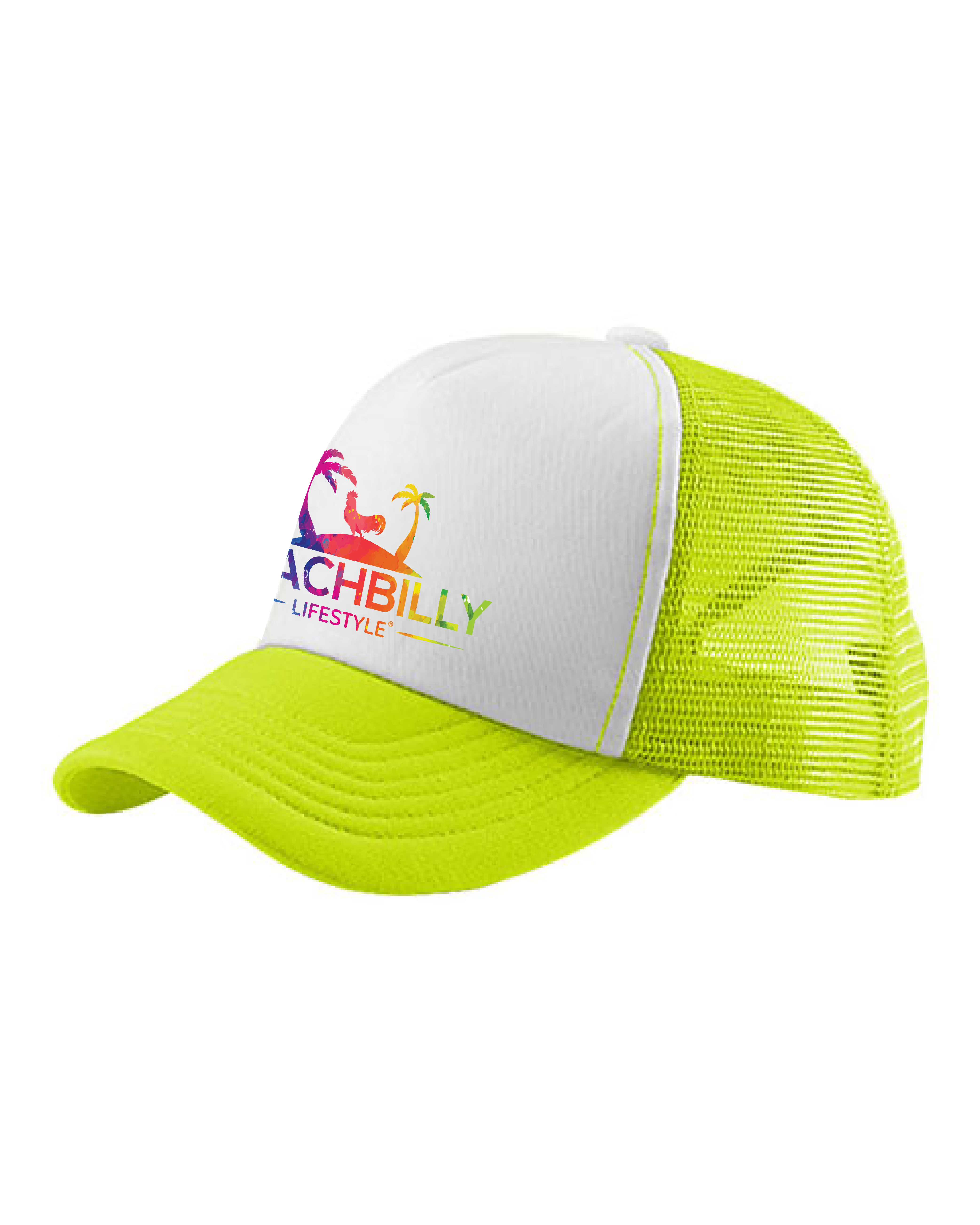 Beachbilly Multicolor Lifestyle Logo - Neon Yellow Trucker Cap