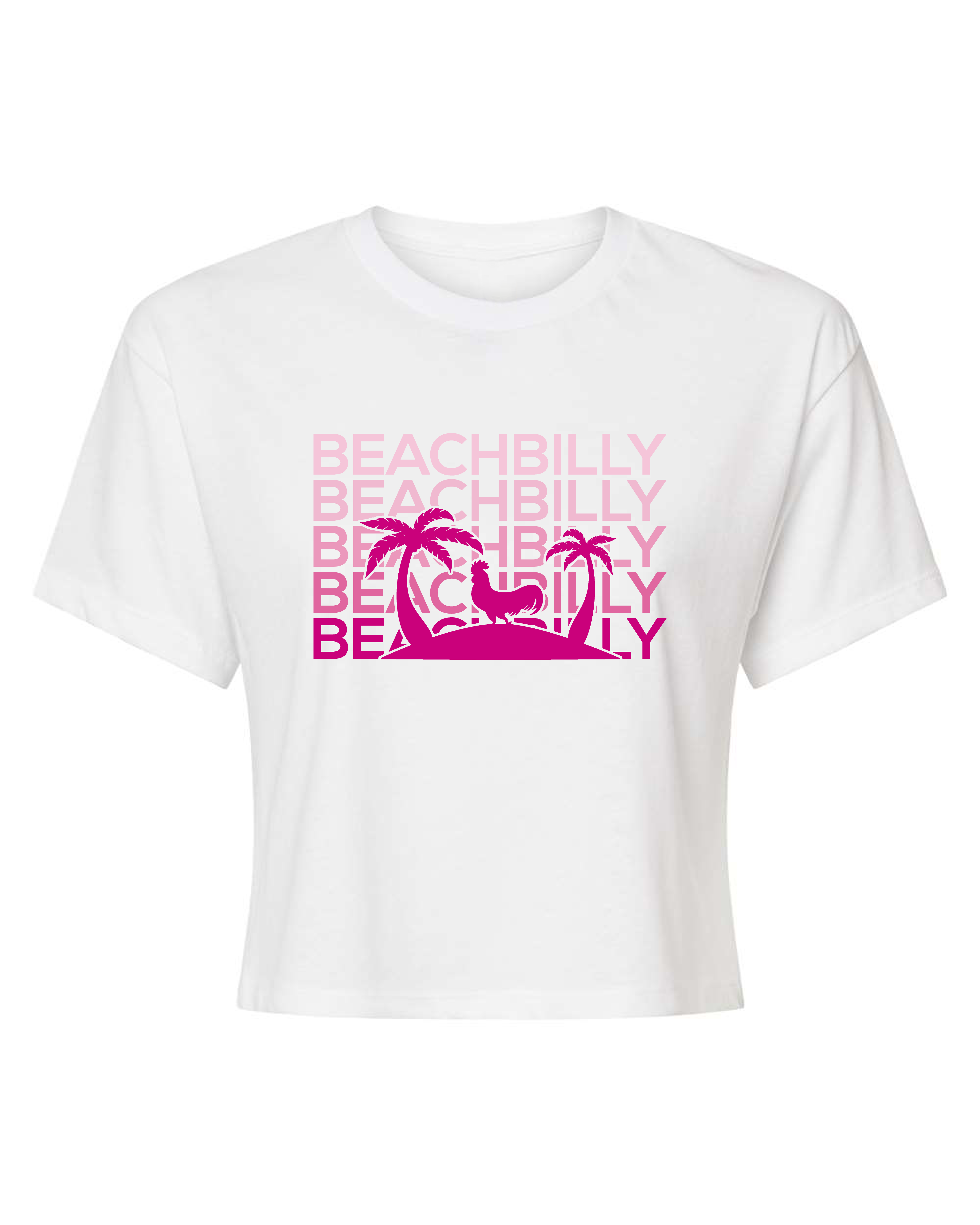 Beachbilly Pink Repeat White Crop Top