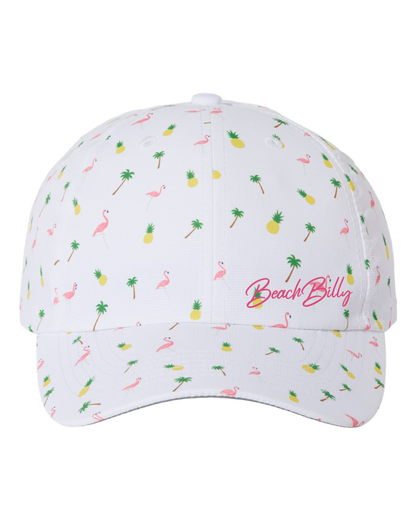 Beachbilly Small Script Logo - White Tropical Hat