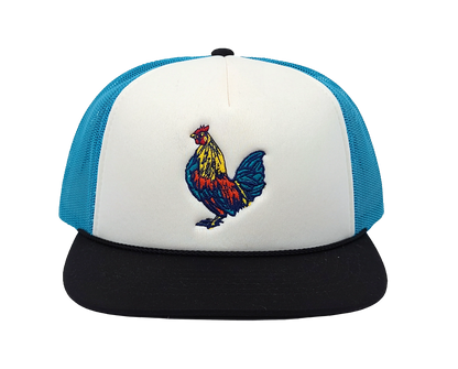 Beachbilly Colorful Rooster Logo - Blue/Black Trucker Cap