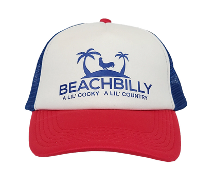 Beachbilly Lil' Cocky Lil' Country Logo - White/Red/Royal Trucker Cap