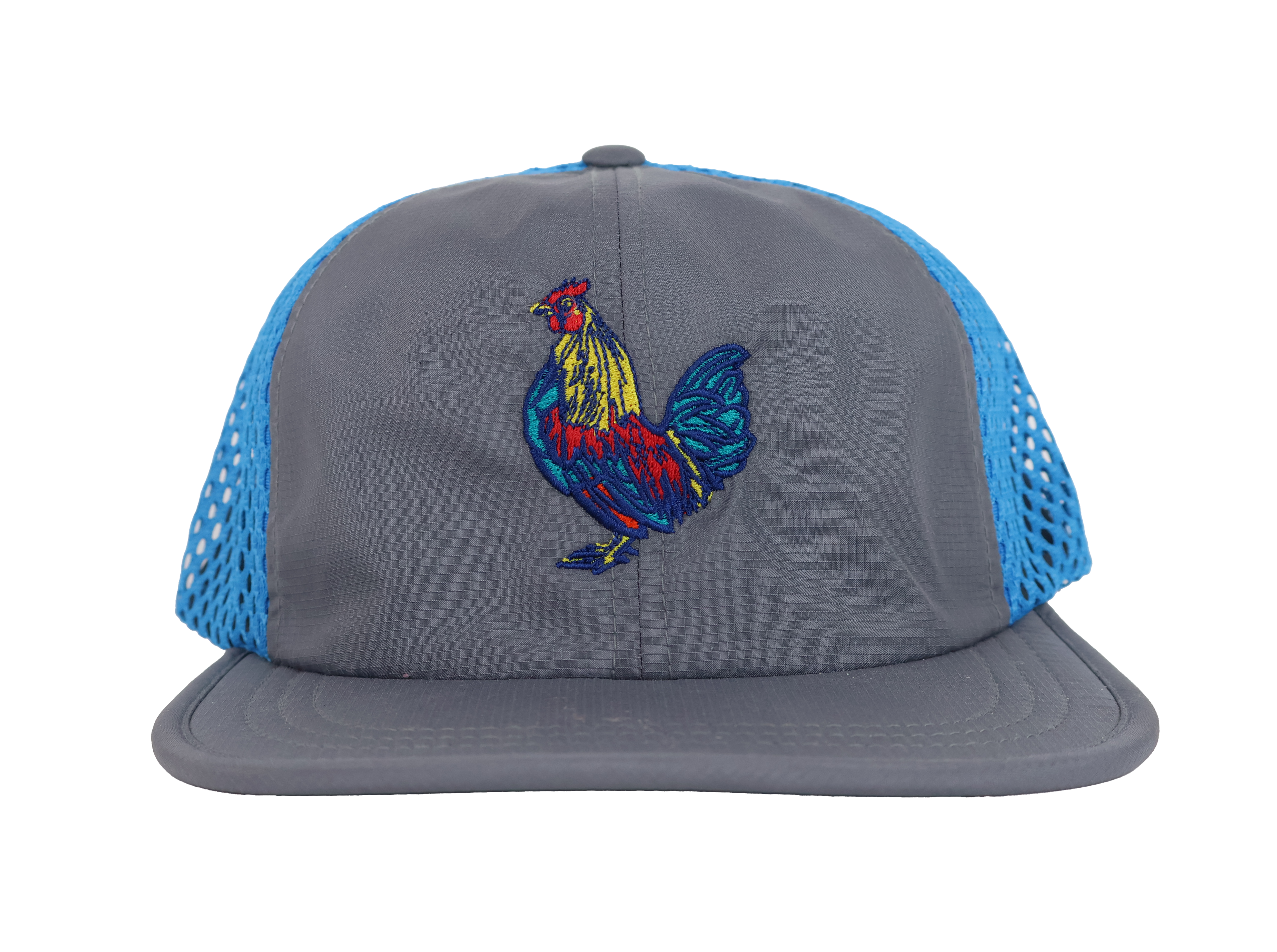 Beachbilly Colorful Rooster Logo - Charcoal/Teal Trucker Hat
