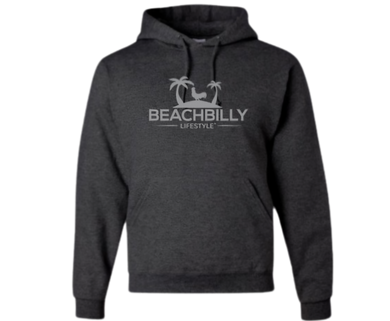 Beachbilly Lightweight Hoodie - Heather Charcoal with Light Grey Logo