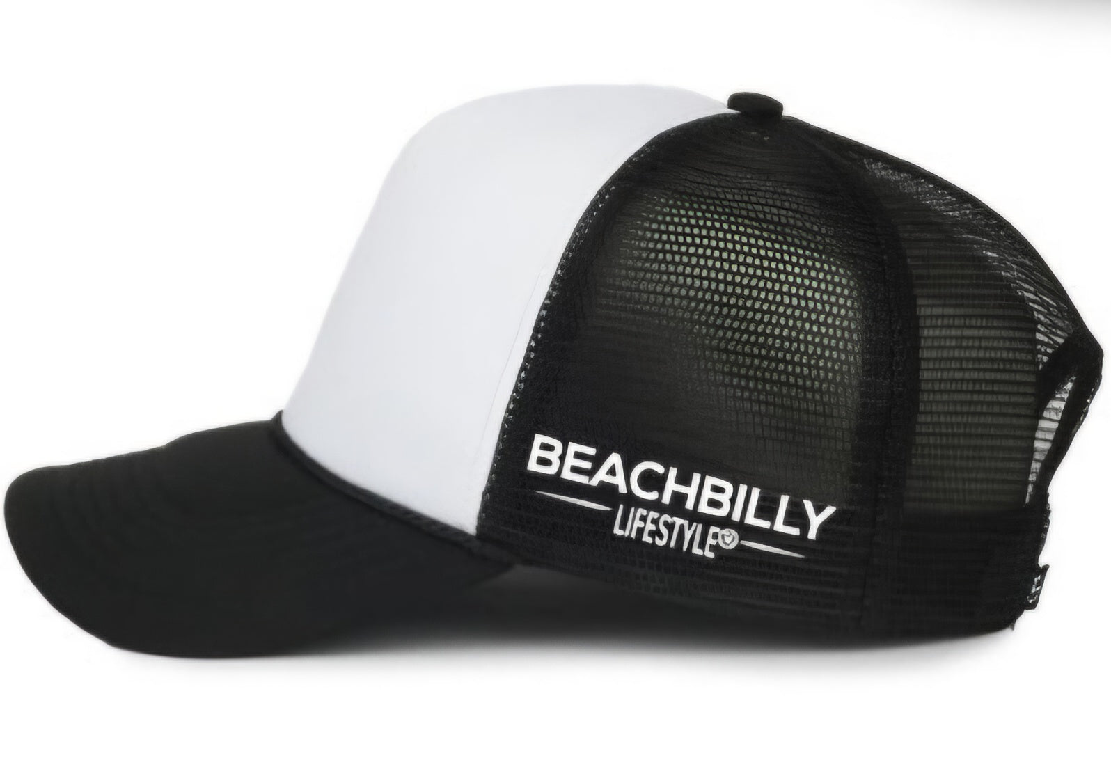 Beachbilly Colorful Rooster Logo - White/Neon Black Trucker Cap